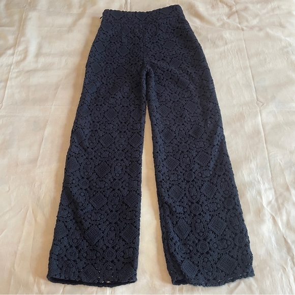 Sezane- FAUSTO TROUSERS Black Crochet Straight Leg Pants Size FR 34 / US Small - Picture 5 of 9